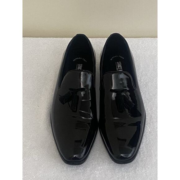 Stacy Adams Men's Phoenix Tassel Slip On Dress Shoes Black Patent Size 7.5 - Picture 1 of 7